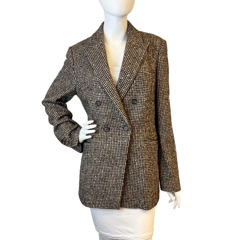 Double - Breasted Women's Leather Blazers in Taupe for an Edgy LookBrunello Cucinelli Double Breasted Jacket