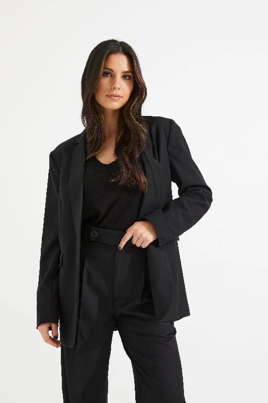 Single - Breasted Women's Tweed Blazers with Gold Buttons for a Classic LookKing Blazer | Black Suiting