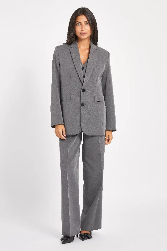 Single - Breasted Women's Tweed Blazers with Gold Buttons for a Classic LookOversized Dad Blazer - Grey Marl