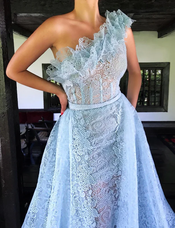 Lace - Embellished Women Dress for an Elegant and Sophisticated AppearanceAllure Blue Blossom Gown