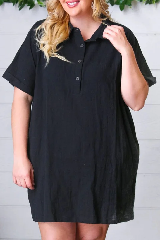 Sheath Women Dress with a Tailored Fit for a Professional LookButtoned Collar Shift Dress Plus Size