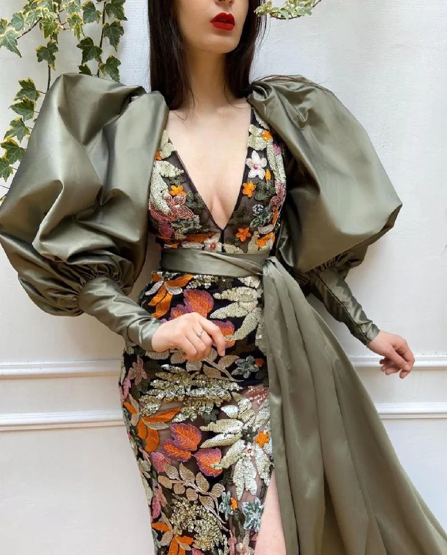 Halter Neck Women Dress to Show Off the Shoulders and NecklineBlooming Aria Puff Sleeve Gown