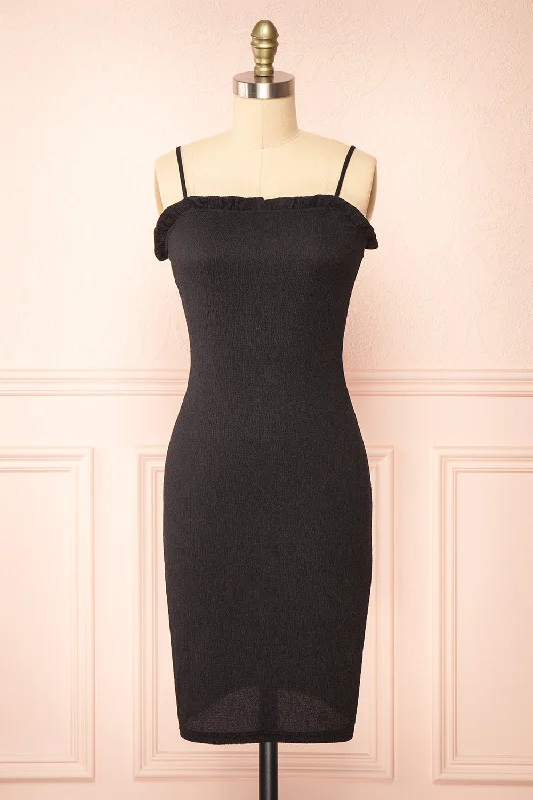 Empire Waist Women Dress to Accentuate the Bust and Conceal the WaistChevy Black | Fitted Short Dress w/ Ruffles