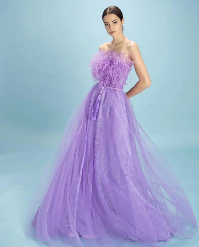 Off - the - Shoulder Women Dress for a Romantic and Feminine LookDaydream Feathers Gown