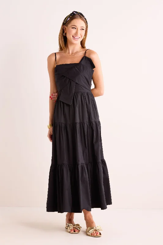 Maxi Women Dress with Floral Print for a Bohemian VibeKatherine Dress- Black