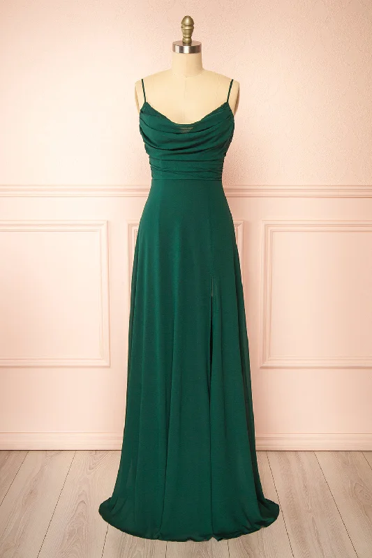 Strapless Women Dress with a Built - in Bra for Comfort and SupportKieran Green | A-Line Maxi Dress w/ Lace