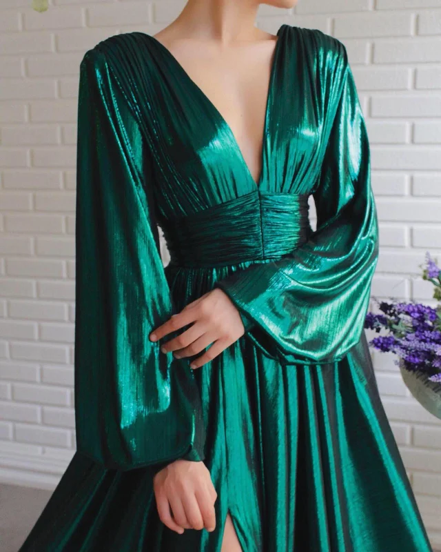 Off - the - Shoulder Women Dress for a Romantic and Feminine LookShiny Teal Gown