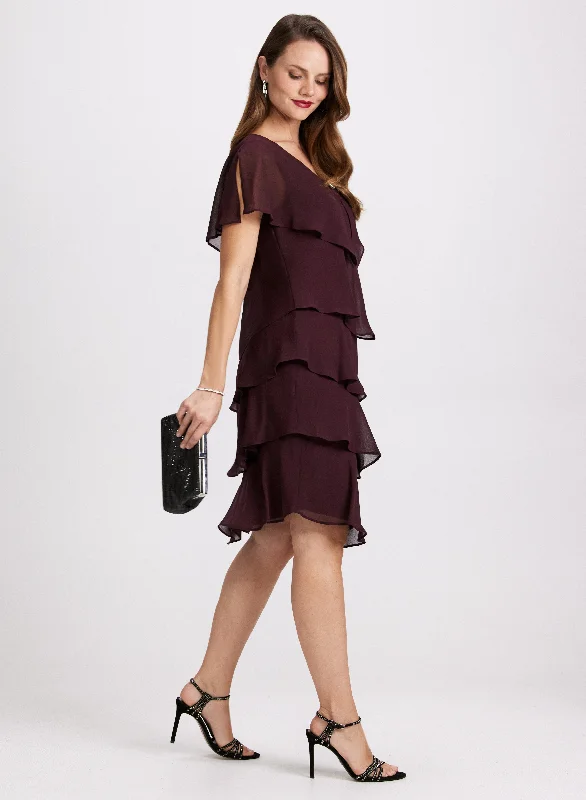 Lace - Embellished Women Dress for an Elegant and Sophisticated AppearanceTiered Chiffon Dress