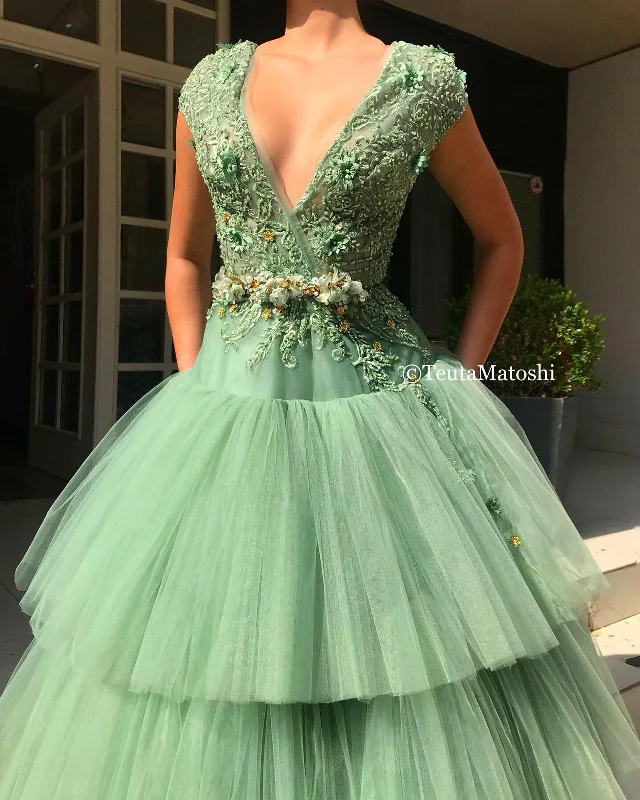 Ball Gown Women Dress with a Full Skirt for a Princess - like LookVerda Lace Overlay Gown