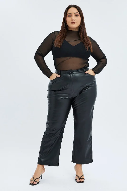 Black Jean Style Pant Faux Leather