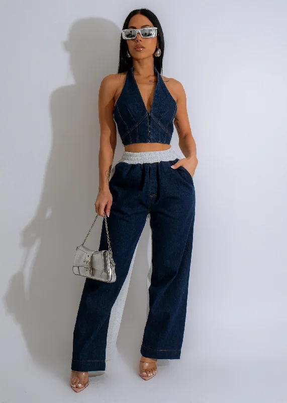 Comfy But Cute Denim Pant Set Grey