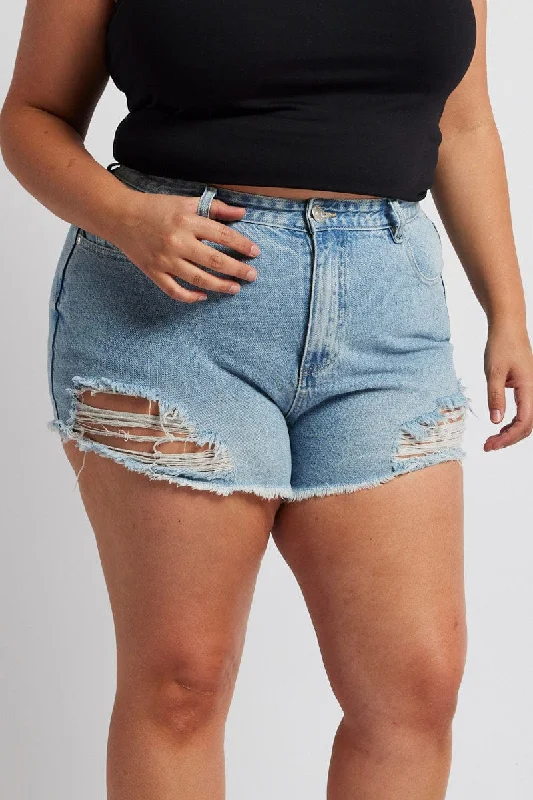 Denim Relaxed Shorts High Rise