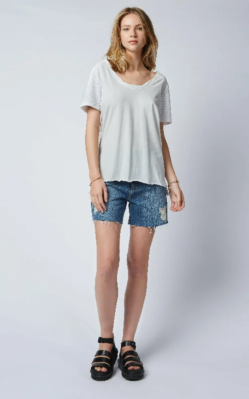 Nova White Broderie Loose Tee