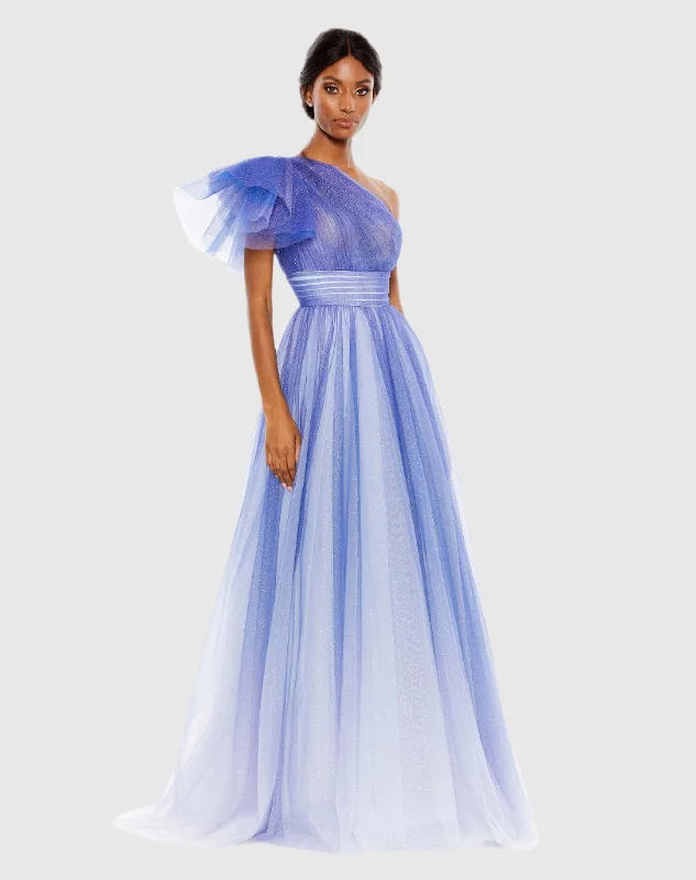 Ball Gown Women Dress with a Full Skirt for a Princess - like LookGlitter Ombre Ruffled One Shoulder Ballgown