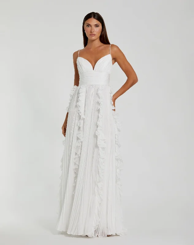 Strapless Women Dress with a Built - in Bra for Comfort and SupportPleated Sleeveless Flowy Gown