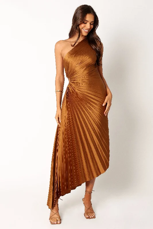 Lace - Embellished Women Dress for an Elegant and Sophisticated AppearanceKleo One Shoulder Maxi Dress - Golden Ochre