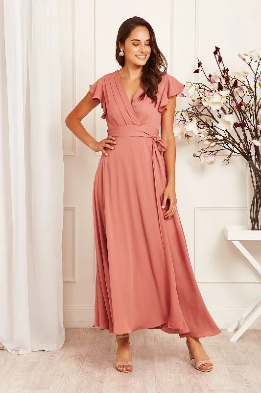 Plus Size Women Dress with a Flattering A - Line Cut for Comfort and StyleWynter Maxi Dress in Dusty Rose Chiffon