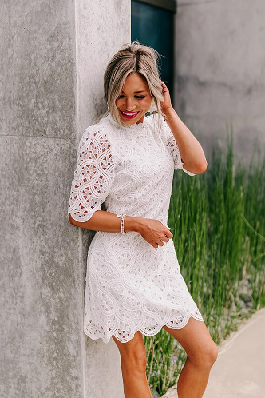 Strapless Women Dress with a Built - in Bra for Comfort and SupportClaim To Love Crochet Dress in White