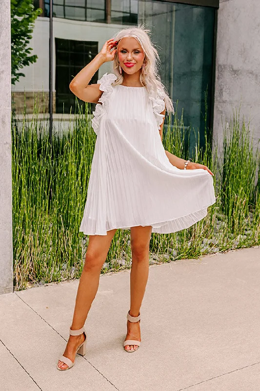 Shift Women Dress with a Simple and Classic Design for Everyday WearHoneysuckle Dreams Pleated Dress In White