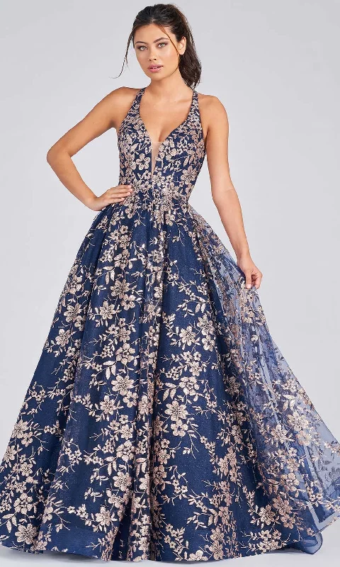 Maxi Women Dress with Floral Print for a Bohemian VibeColette for Mon Cheri CL12223 - V-Neck Prom Ballgown