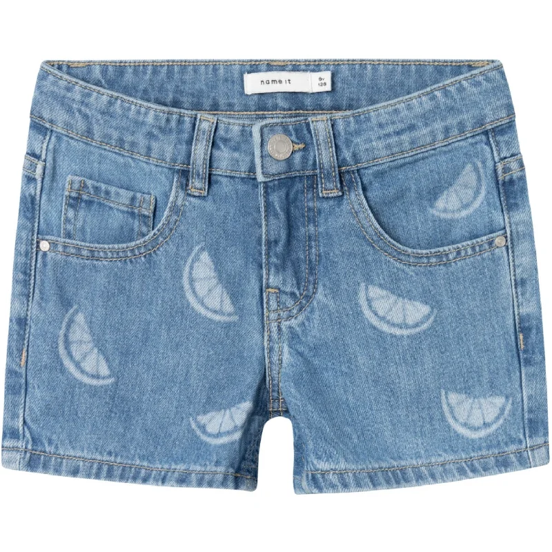 Denim Women Shorts with Distressed Details for a Casual VibeName It Denim Blue Citrus Rose Regular Denim Shorts