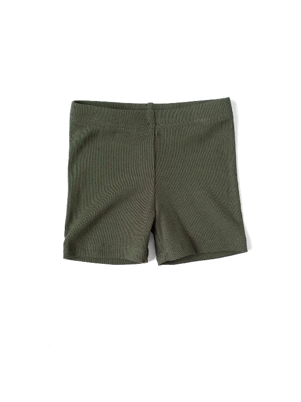 Bermuda Women Shorts for a Classic and Sophisticated LookRibbed Biker Short - Dark Moss