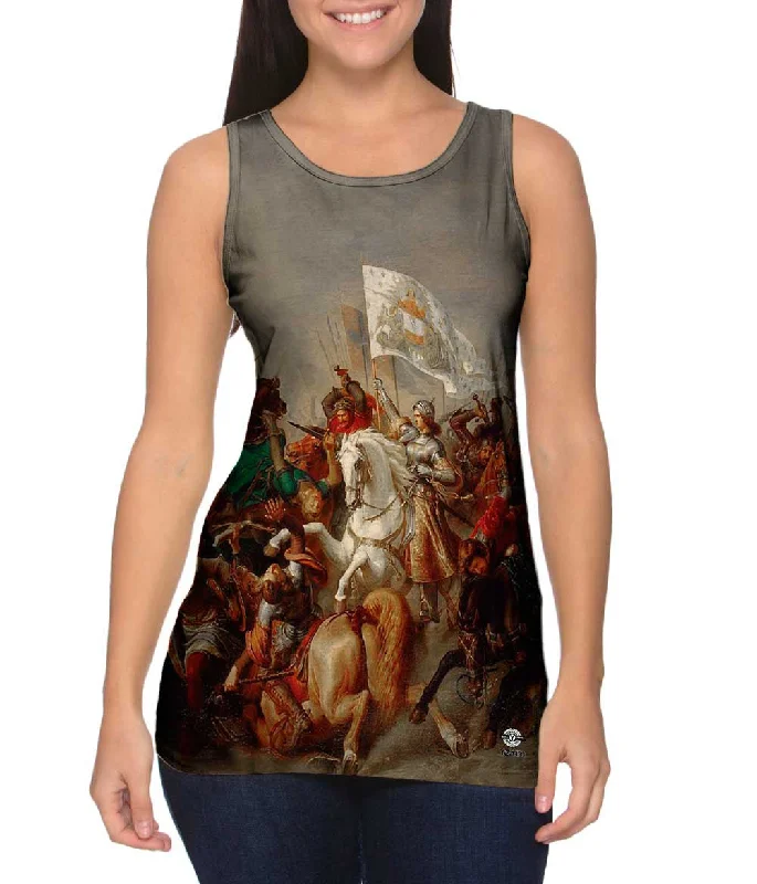 Women's Spaghetti Strap Tank Tops with Geometric PatternsStilke Hermann Anton  - "Joan of Arc in Battle" (1843)