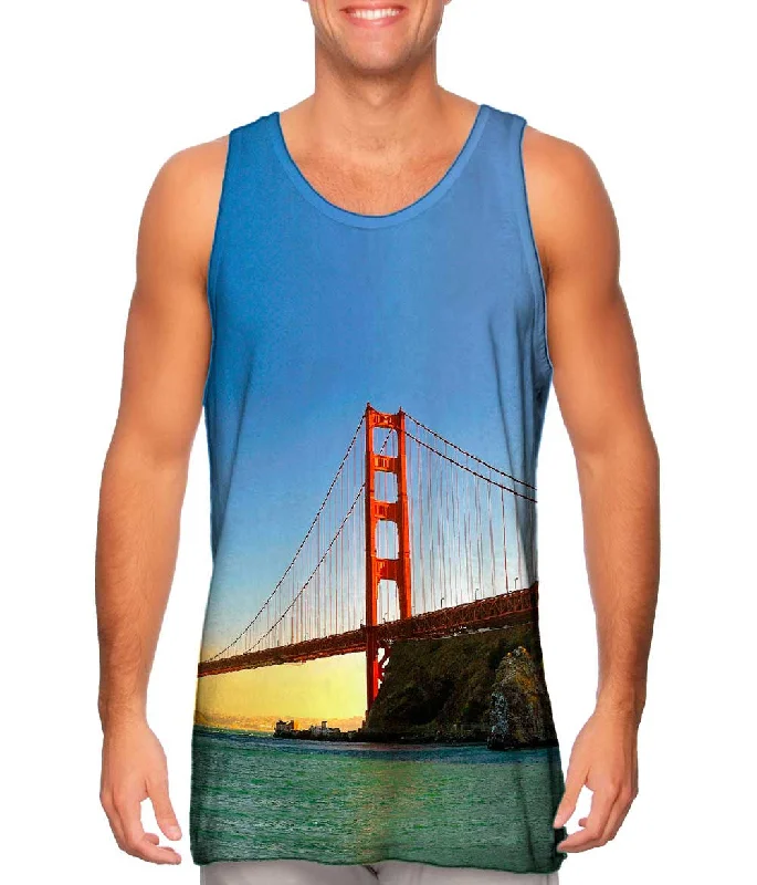 Crew Neck Women's Sustainable Tank Tops Made from Recycled MaterialsStill Waters Golden Gate Bridge