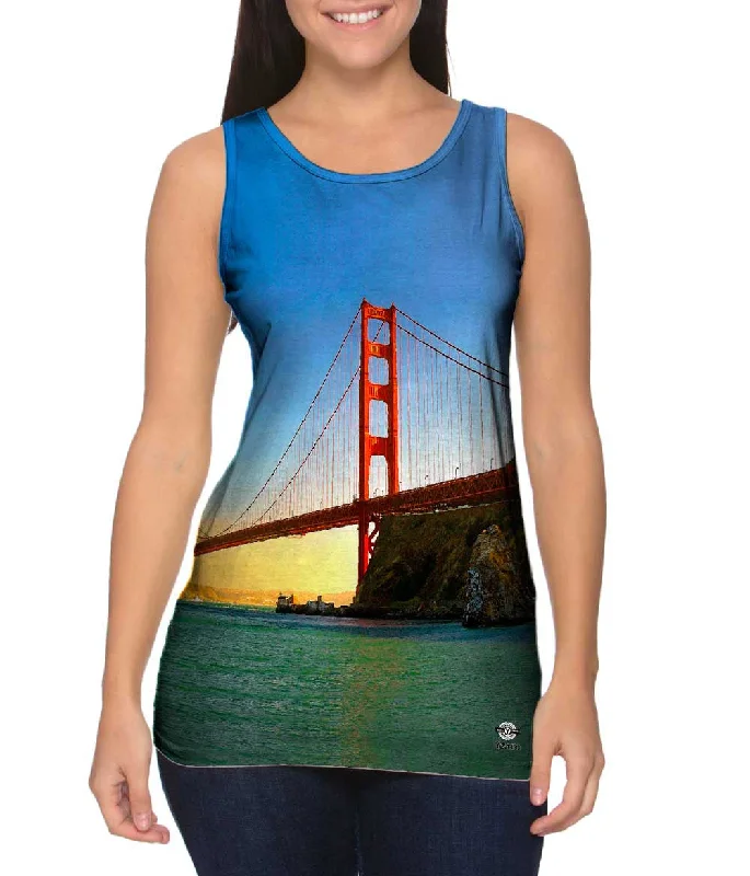 Women's Cropped Tank Tops with Vintage Band LogosStill Waters Golden Gate Bridge