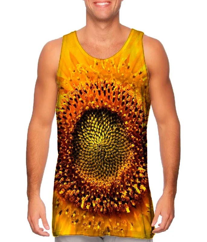 Plus Size Women's Side - Slit Tank Tops in Metallic ShadesSummer Yellow Sunflower