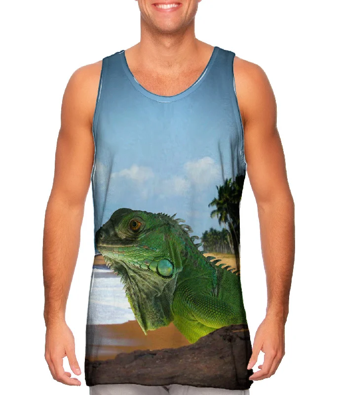 Plunge Neck Women's Seamless Tank Tops for a Smooth FitSun Bath Iguana