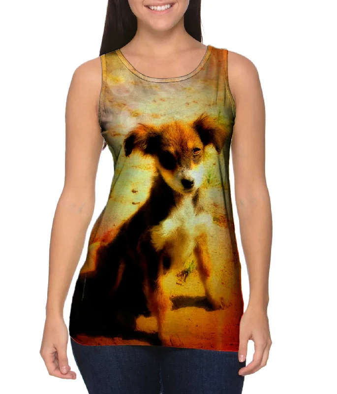 High - Neck Women's Silk Blend Tank Tops for a Luxurious FeelSun Sad Puppy