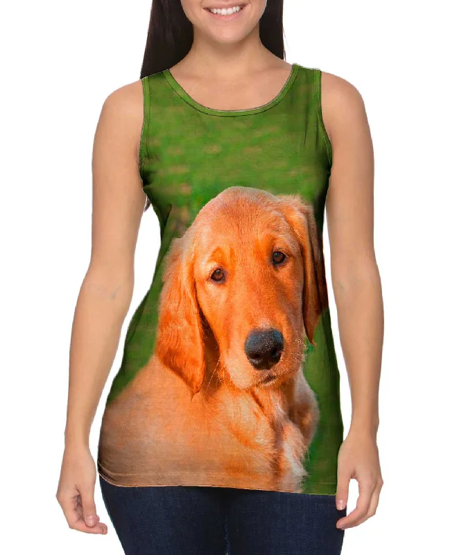 Crew Neck Women's Sustainable Tank Tops Made from Recycled MaterialsSunny Golden Lab