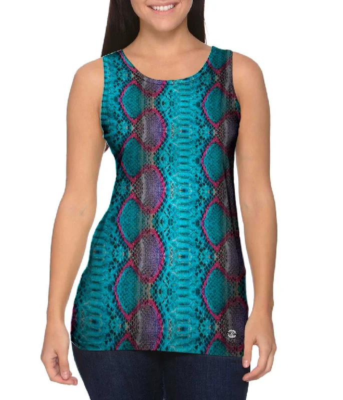 Women's Button - Down Tank Tops in Striped PatternsSunrise Snake Bi Color Skin Pattern