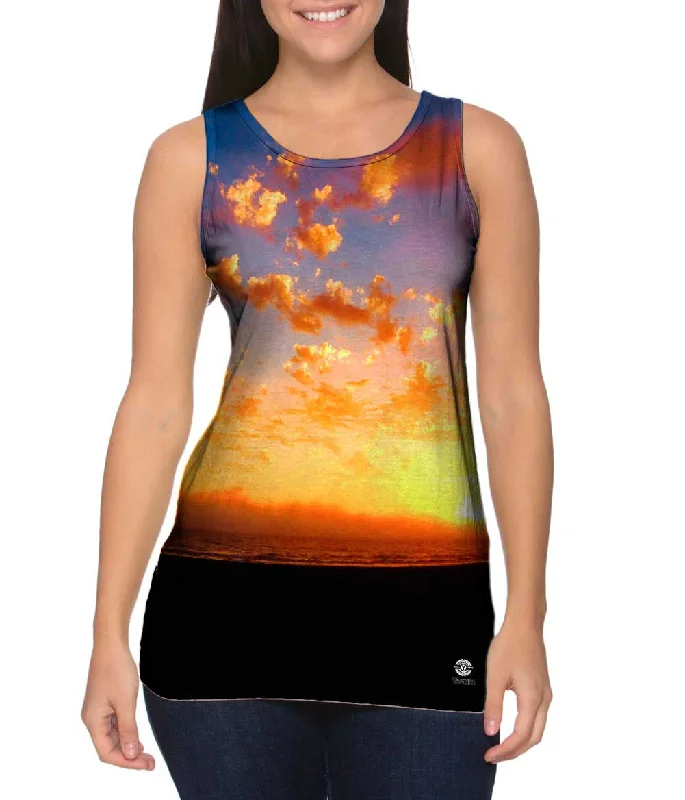 Plus Size Women's Criss - Cross Back Tank Tops in Neon ColorsSunset Dream