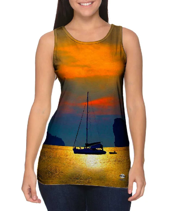 V - Neck Women's Moisture - Wicking Tank Tops for RunningSunset In Paradise Dreams