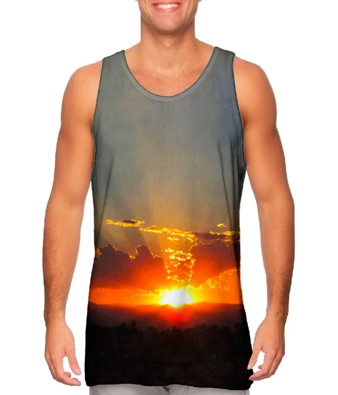 Crew Neck Women's Sustainable Tank Tops Made from Recycled MaterialsSunset Over The Mountains