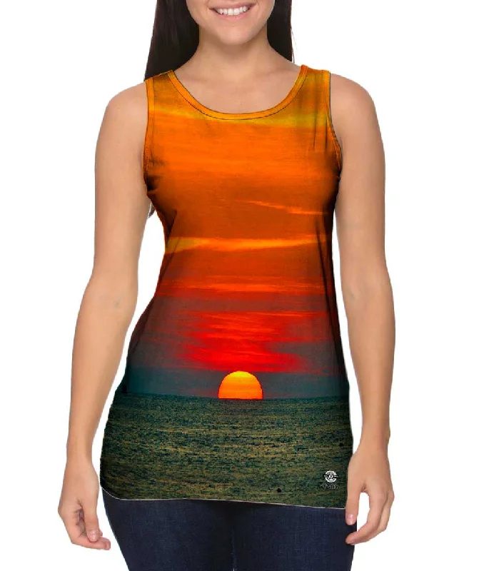 Plus Size Women's Puff - Sleeve Tank Tops in Pastel HuesSunsets In Paradise