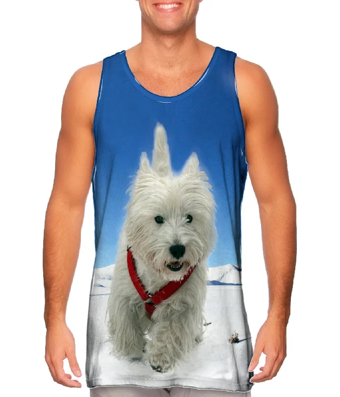 Plus Size Women's Ruffled Hem Tank Tops with Floral PrintsSuper Giant White Terrier