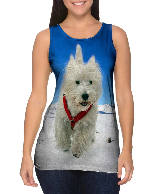 Square Neck Women's Organic Cotton Tank Tops in Earth TonesSuper Giant White Terrier