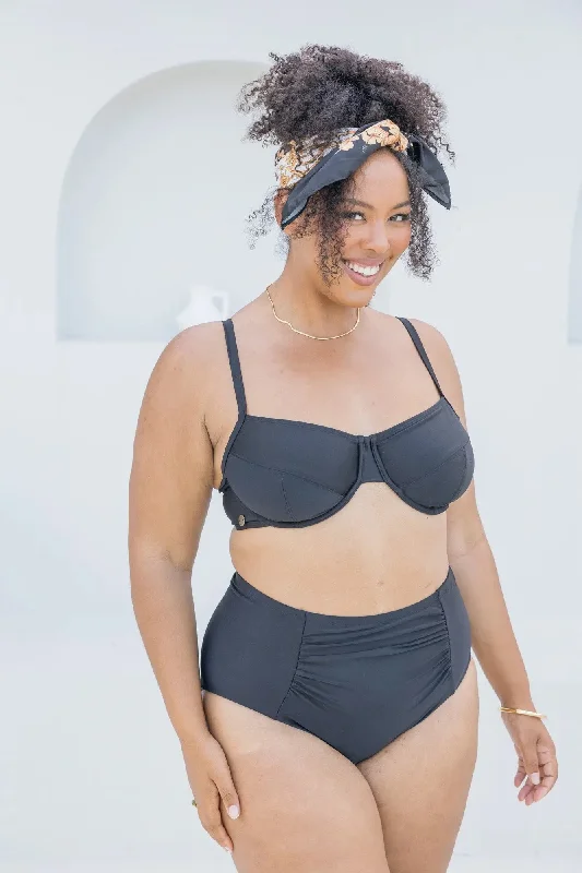 High - waisted bikini for a retro and tummy - flattering lookBlack Full Cup