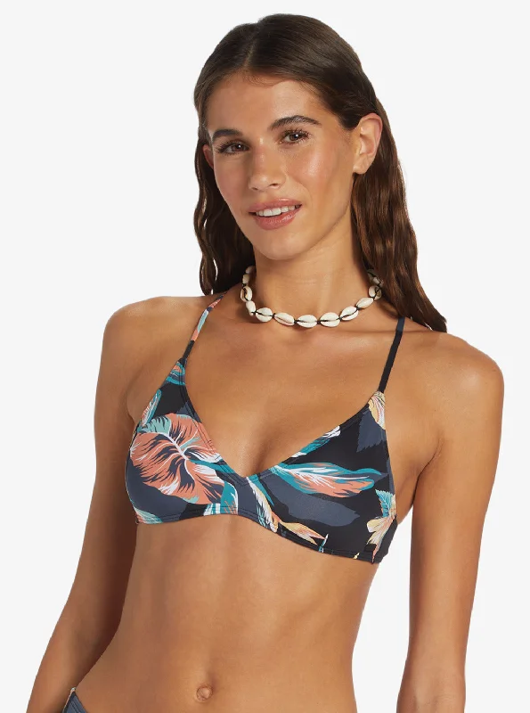 Push - up bikini top to enhance the bust for a confident beach appearancePrinted Beach Classics Athletic Triangle Bikini Top - Anthracite Tropicoco S