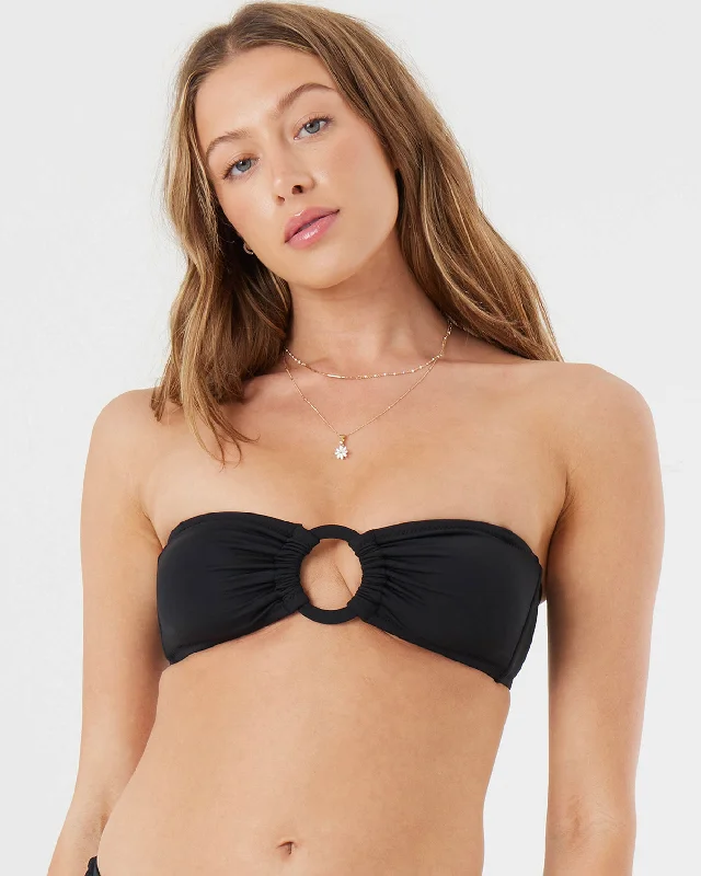 Lace - trimmed bikini for an elegant and romantic touchBandeau Ring Convertible Bikini Top - Anthracite