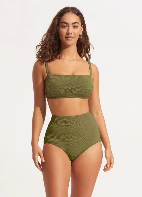 Lace - trimmed bikini for an elegant and romantic touchSea Dive High Waisted Pant - Khaki