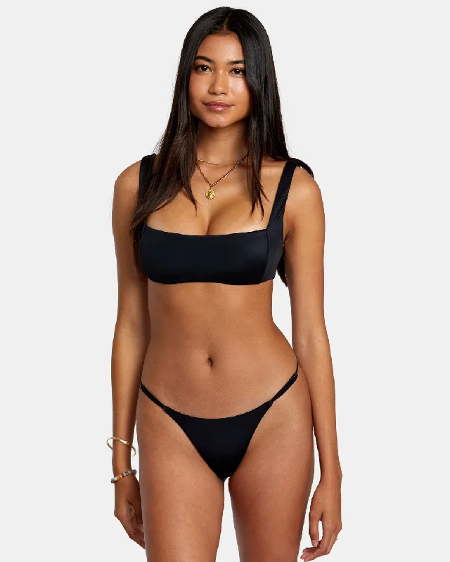 Tie - side bikini bottoms for an adjustable and stylish fitSolid Square Bralette Bikini Top - Black