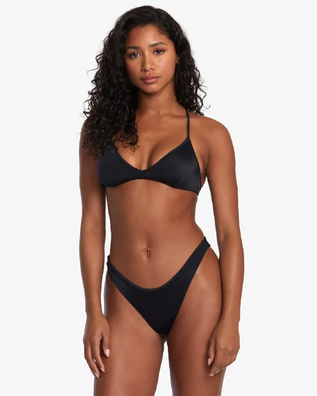 Tropical - themed bikini for a vacation - ready beach outfitSolid Triangle Crossback Bikini Top - Black