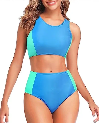 Plus - size bikini with full - coverage options for comfort and confidenceTwo Piece High Waisted Bikini Set Sporty Swimsuits